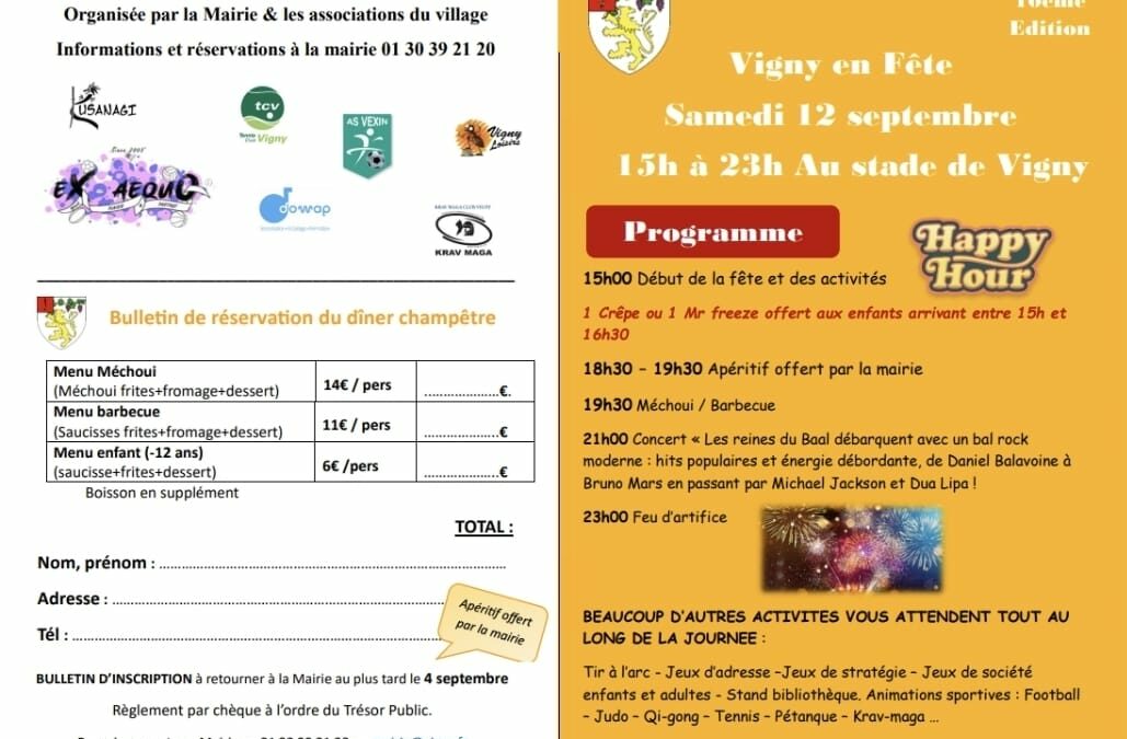 Vigny en fête le 12 septembre 2026!