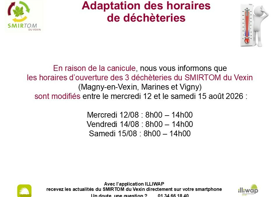 Adaptation des horaires des déchèteries